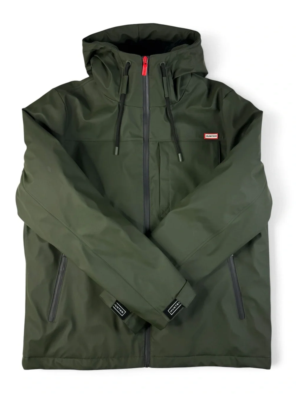 Hunter Men’s Dark Green Fleece Lined Hooded Jacket NWOT Large